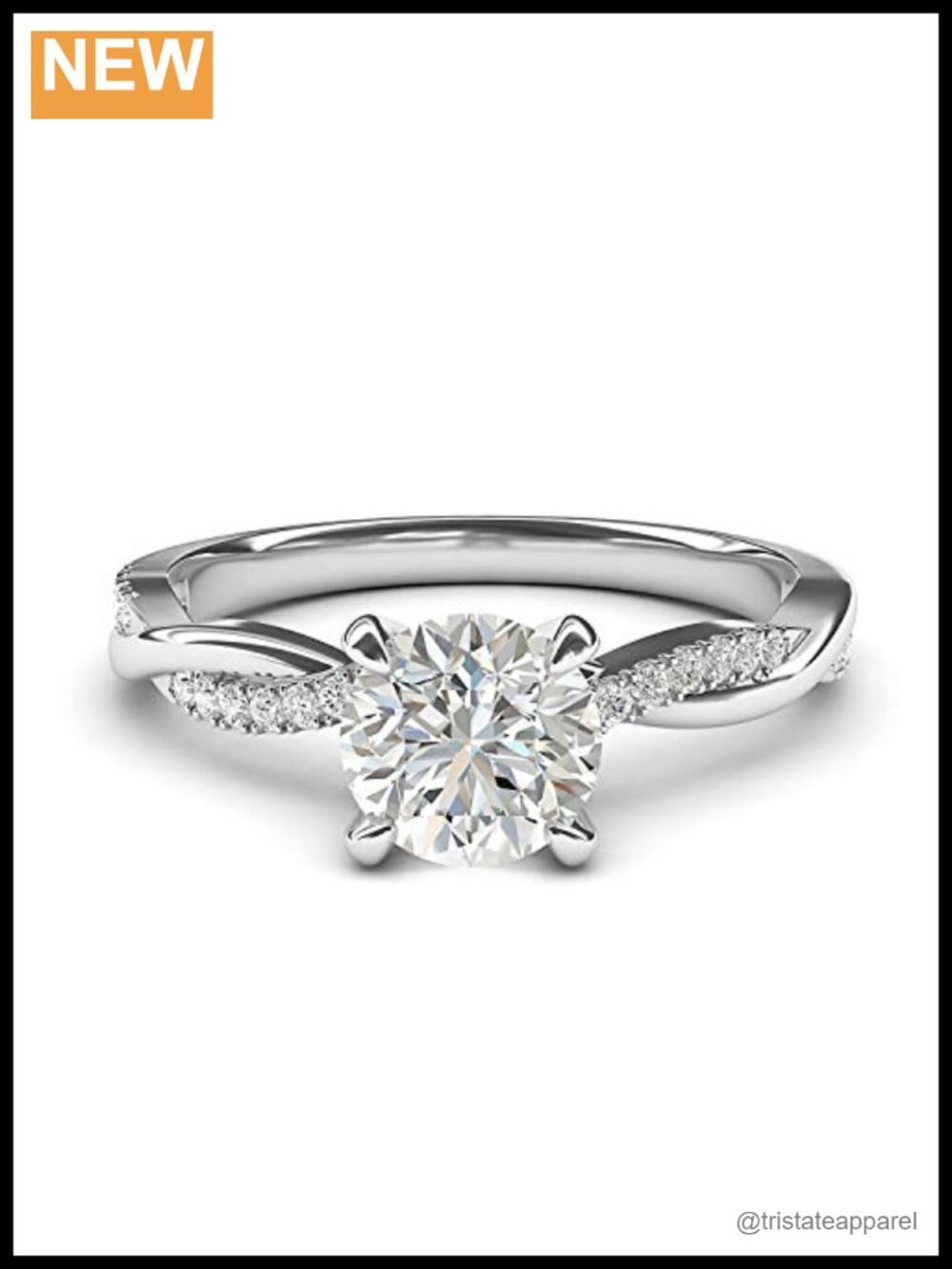 Sterling Silver Twisted Vine Engagement Ring 1CT Simulated Diamond